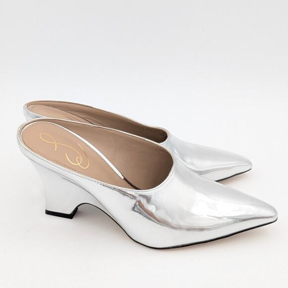 Sam Edelman Vonn Pointed Toe Mule Pumps Women's Silver Size US6.5 EU37 - Picture 3 of 11